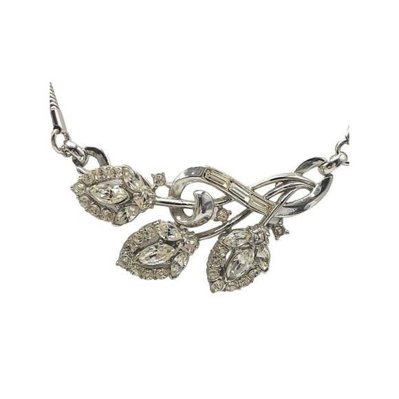 Trifari Alfred Philippe Clear Crystal Rhinestone Pendant Chain Necklace Vintage - Picture 2 of 6